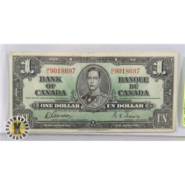1937 BANK OF CANADA $1 DOLLAR NOTE