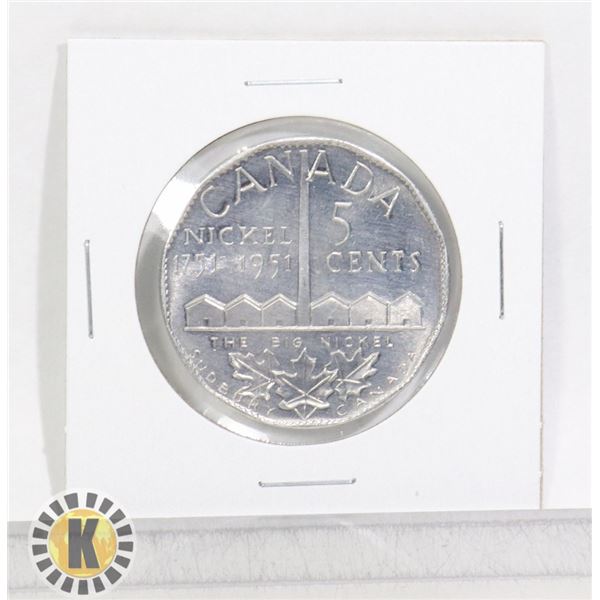 1751-1951 THE BIG NICKEL 5 CENTS MEDALLION