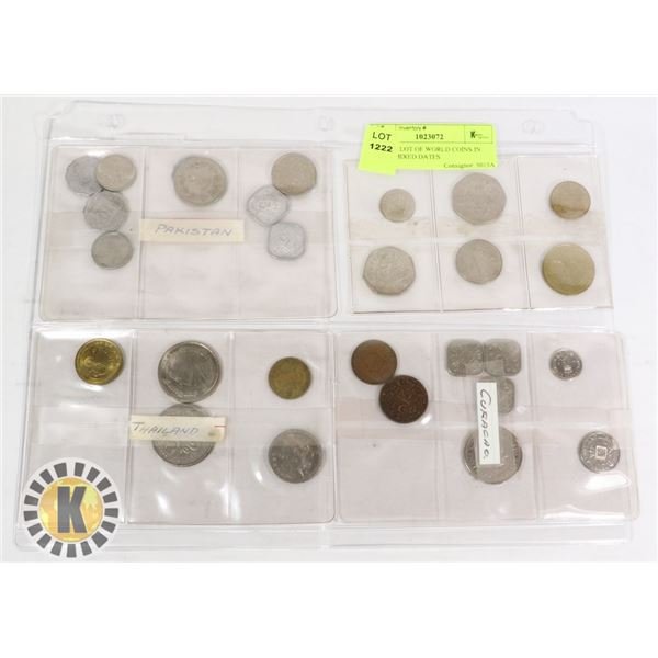 VARIOUS LOT OF WORLD COINS IN PAGE, MIXED DATES