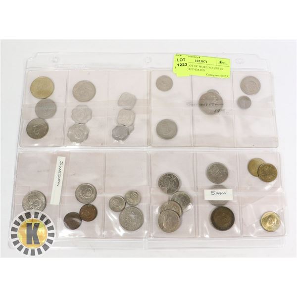 VARIOUS LOT OF WORLD COINS IN PAGE, MIXED DATES