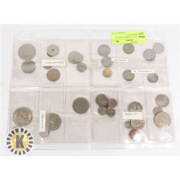 VARIOUS LOT OF WORLD COINS IN PAGE, MIXED DATES