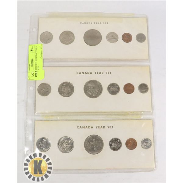 1969-1971 LOT OF 3 CANADA YEAR 6 COIN SETS IN