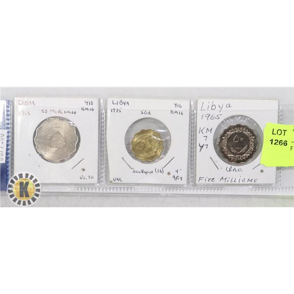 GROUP OF 3 COIN FROM LIBYA 1965-1975