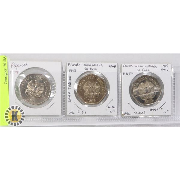 SCARCE PAPUA NEW GUINEA COINS LOT OF 3