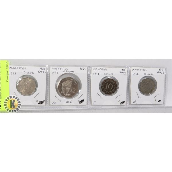 4 COINS FROM MAURITIUS 1941-1997