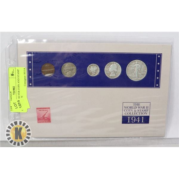 1941 WW2 SILVER COIN AND STAMP COLLECTION