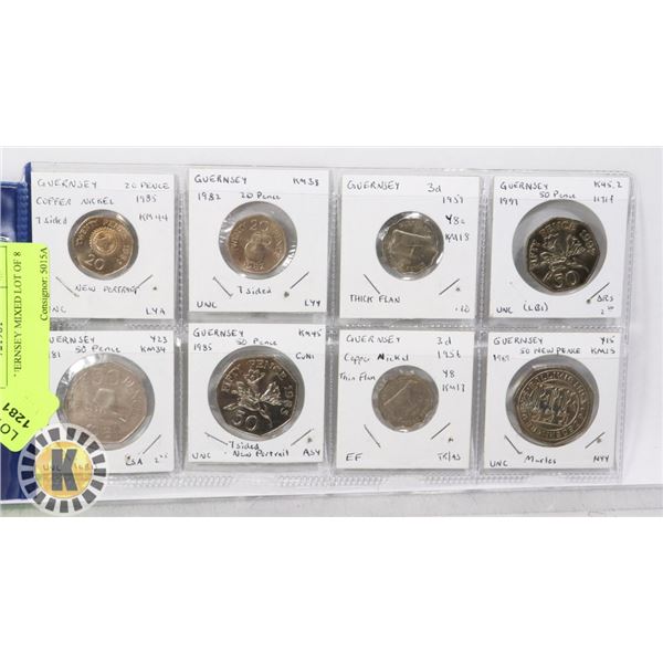 ISLE OF GUERNSEY MIXED LOT OF 8 COINS
