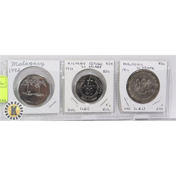 SCARCE LOT OF MADAGASCAR COINAGE 1992-94