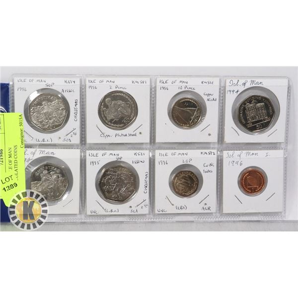 8 MIXED ISLE OF MAN UNCIRCULATED COINS