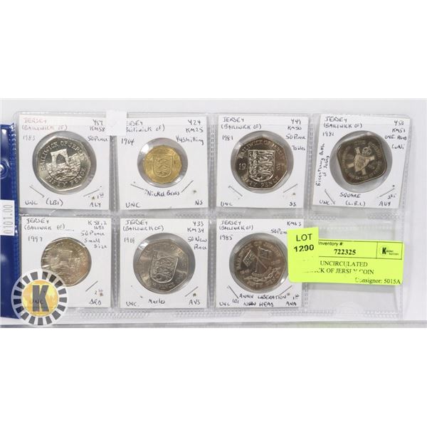 LOT OF 7 UNCIRCULATED BAILIWICK OF JERSEY COIN