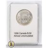 Image 1 : 1956 CANADA SILVER 1/2 DOLLAR, ALMOST UNCIRCULATED