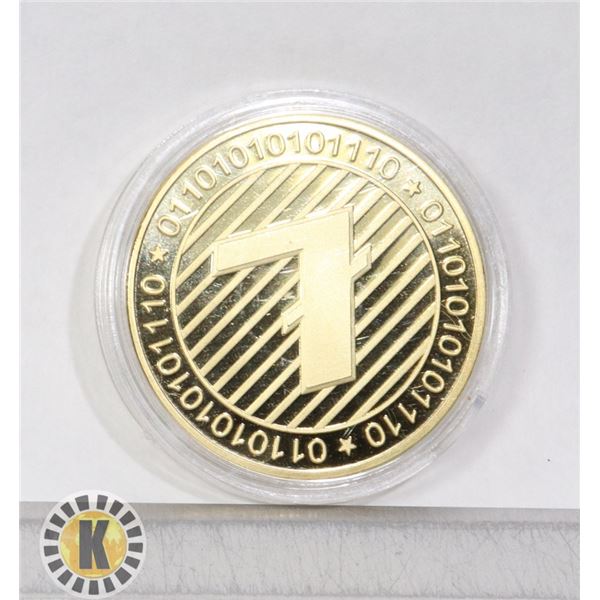 GOLD PLATED LITECOIN CRYPTO COIN IN PROTECTIVE CAS