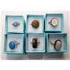 Image 1 : 11)  LOT OF 6 NATURAL STONE RINGS, INCLUDES