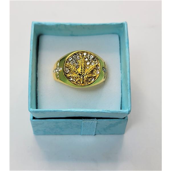 14)  GOLD PLATED AND CLEAR CZ MARIJAUNA