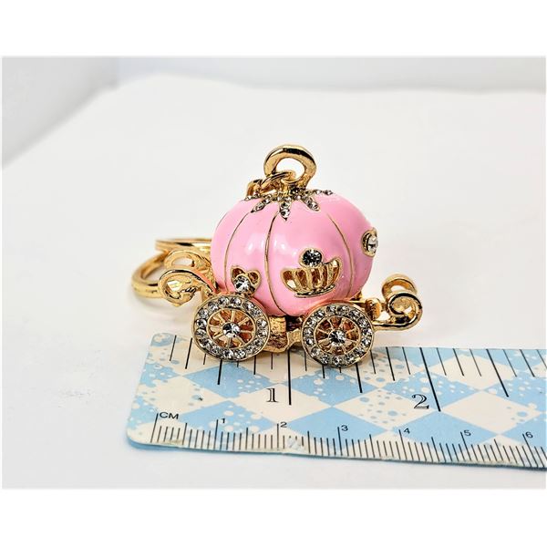 30)  GOLD TONE WITH PINK ENAMEL, CINDERELLA'S