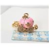 Image 1 : 30)  GOLD TONE WITH PINK ENAMEL, CINDERELLA'S