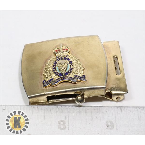 VINTAGE RCMP ISSUE SOLID BRASS BELT BUCKLE