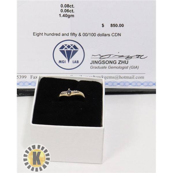 10K GOLD DIAMOND SAPPHIRE RING SIZE 4.5