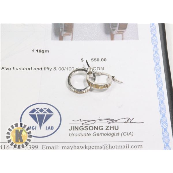 14K TWO TONE GOLD LADIES CIRCLE EARRINGS