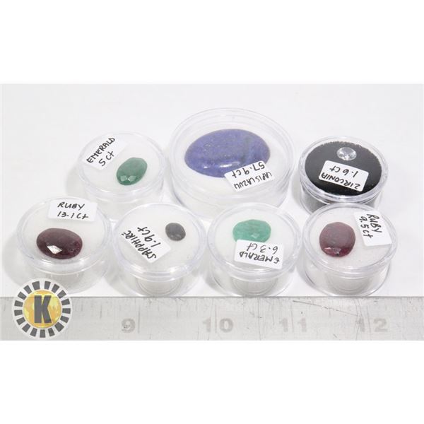 x7 GENUINE RUBY EMERALD SAPPHIRE LAPIS LAZULI