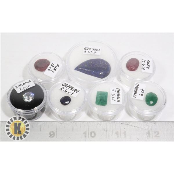 x7 GENUINE RUBY EMERALD SAPPHIRE LAPIS LAZULI