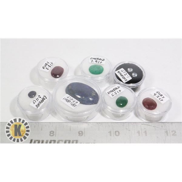 x7 GENUINE RUBY EMERALD SAPPHIRE LAPIS LAZULI