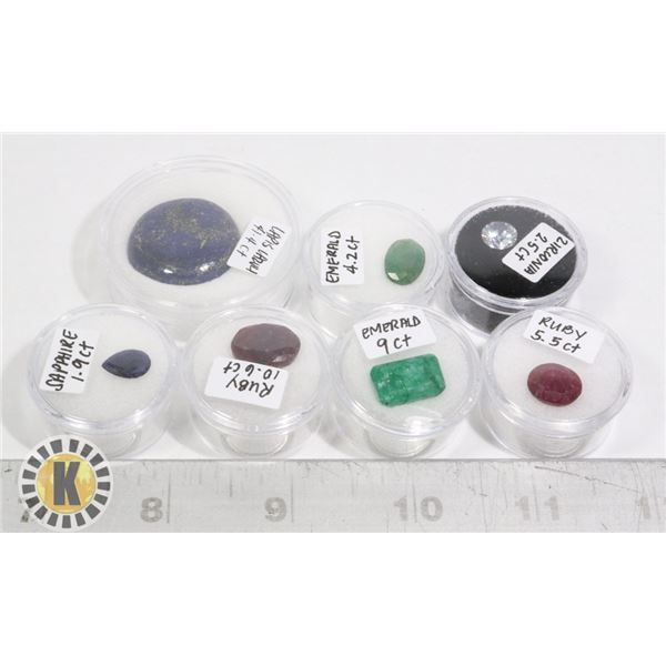 x7 GENUINE RUBY EMERALD SAPPHIRE LAPIS LAZULI