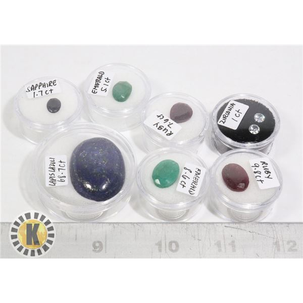 x7 GENUINE RUBY EMERALD SAPPHIRE LAPIS LAZULI