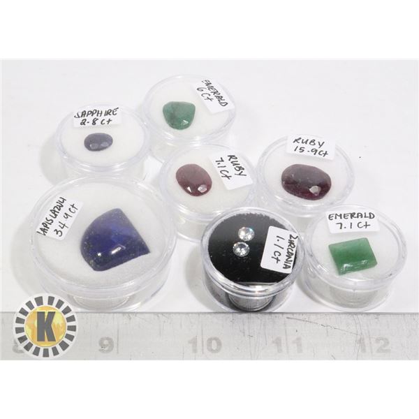 x7 GENUINE RUBY EMERALD SAPPHIRE LAPIS LAZULI