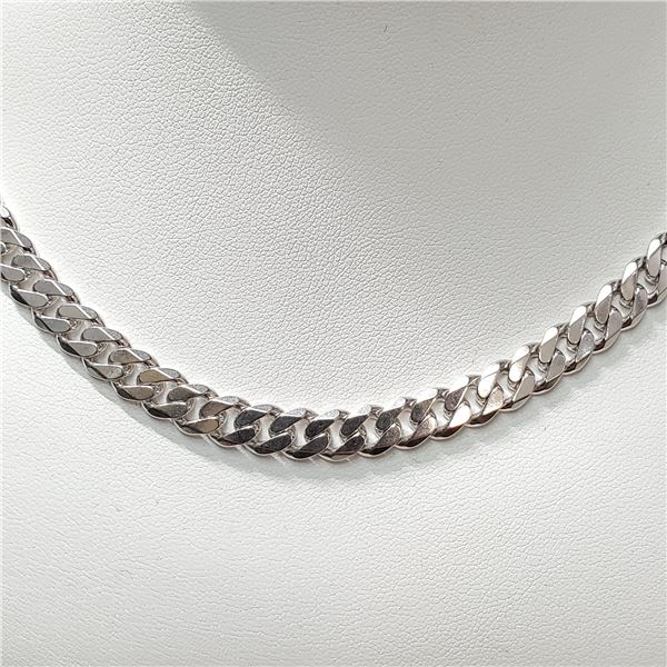SILVER CUBAN CHAIN NECKLACE (~LENGTH 18INCHES)