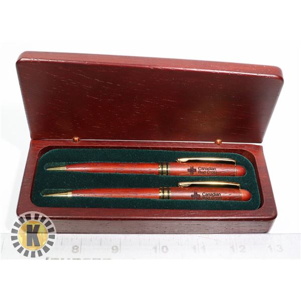 CANADIAN RED CROSS WOODEN PEN/PENCIL SET