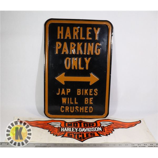 HARLEY DAVIDSON  NO PARKING SIGN AND LOGO STICKER