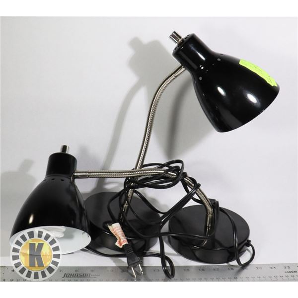 SET OF 2 BLACK ADJUSTABLE DESK LAMPS