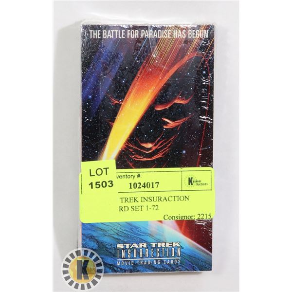 1998 STAR TREK INSURACTION MOVIE CARD SET 1-72