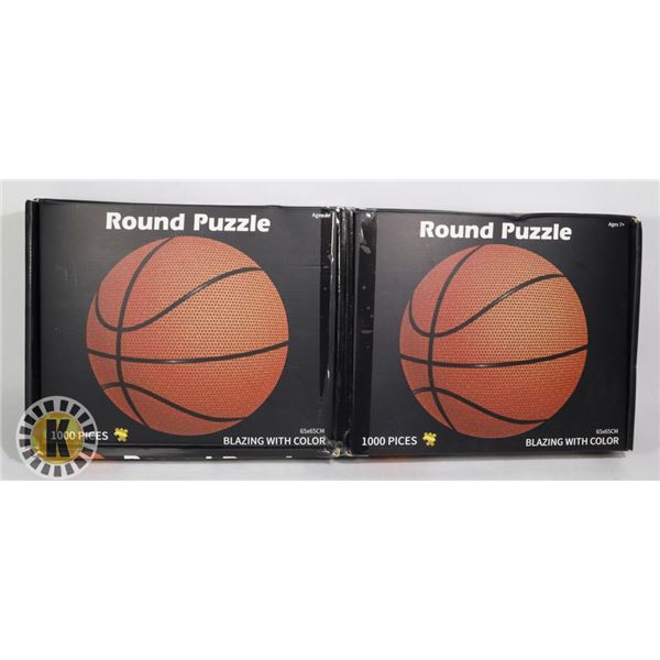 TWO 1000PC ROUND PUZZLES (BASKETBALL)