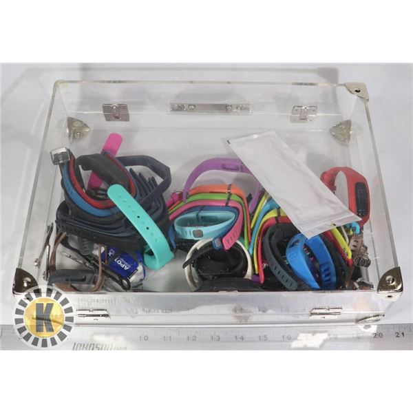 CLEAR BRIEFCASE OF SMART WATCHES AND ACESSORIES