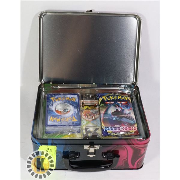 POKEMON TIN WITH x2 BOOSTER PACKS, ENERGY CARDS