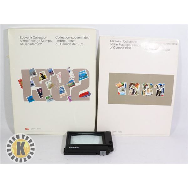 POSTAGE STAMP COLLECTION W/ MAGNIFYING GLASS