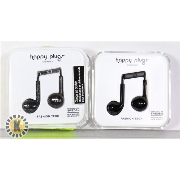 2 PACK OF HAPPY PLUGS HEAD PHONES WIRED