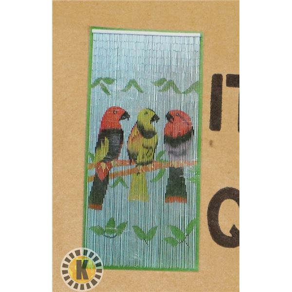 NEW BEADED CURTAIN / WALL HANGING WITH 3 PARROTS