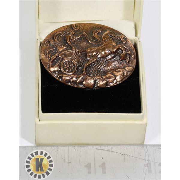 PRE-VICTORIAN COPPER CAMEO BROOCH C CLASP