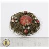 Image 1 : LARGE BALTIC GOLD TONE BROOCH WITH RED STONES