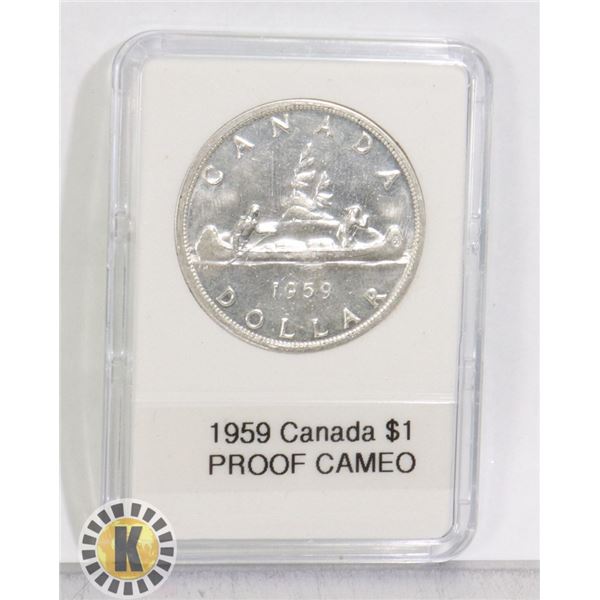 CAN. 1959 SILVER $1, PROOF CAMEO,