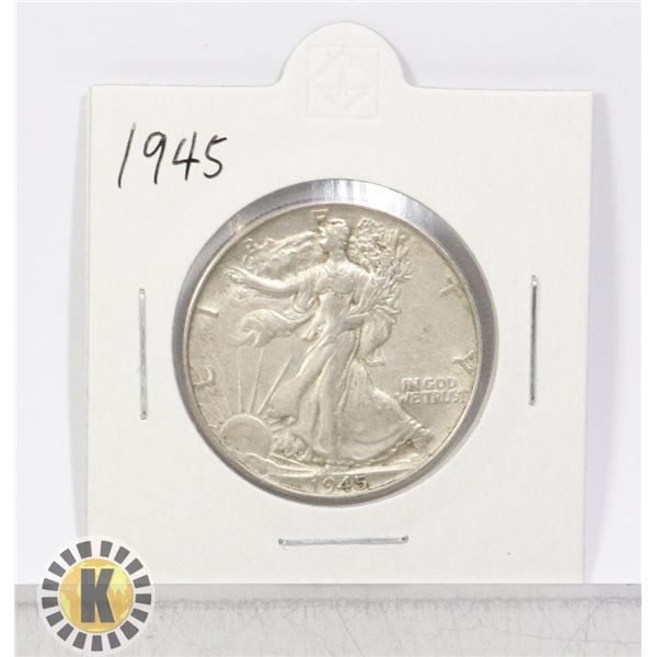 1945 SILVER USA WALKING LIBERTY 50C COIN