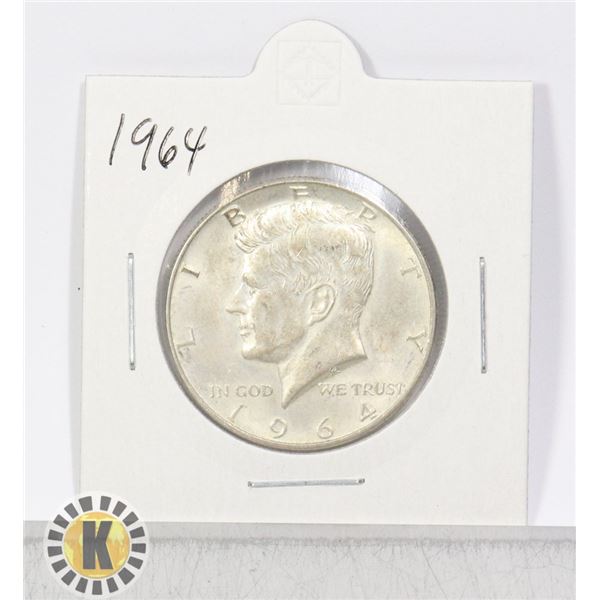 1964 SILVER USA KENNEDY 50 CENTS COIN