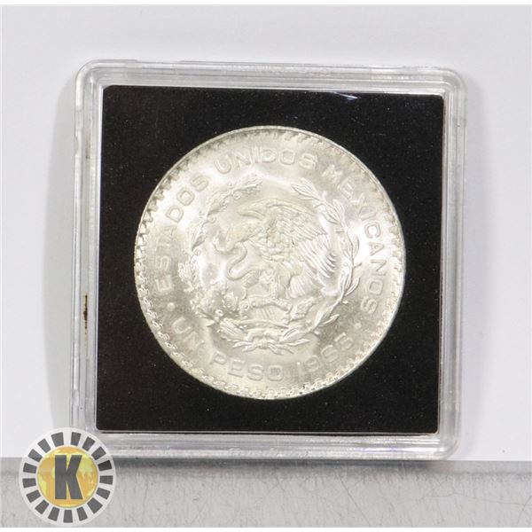 MEXICO 1965 SILVER PESO, MINTSTATE CONDITION
