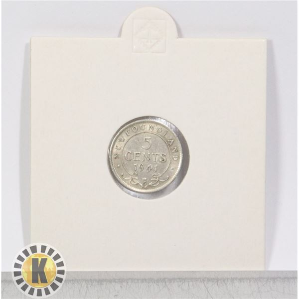 1941 NEWFOUNDLAND SILVER 5 CENT HIGH GRADE