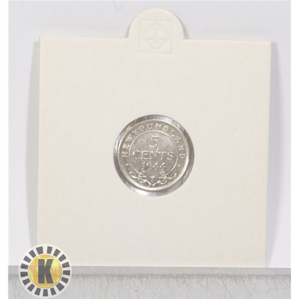 NEWFOUNDLAND 1944 SILVER 5 CENT "FISHSCALE"