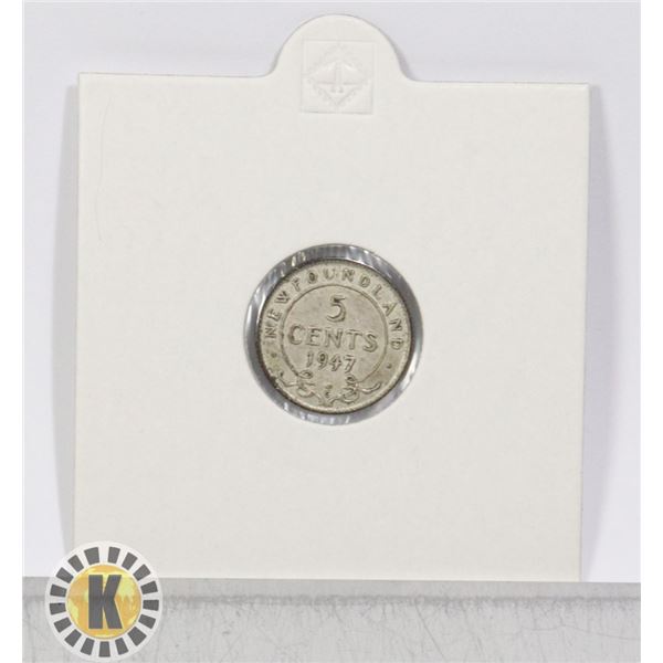 SEMI-KEY DATE NEWFOUNDLAND SILVER 5 CENT