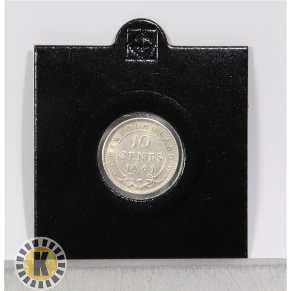 1941 NEWFOUNDLAND SILVER 10 CENT COIN